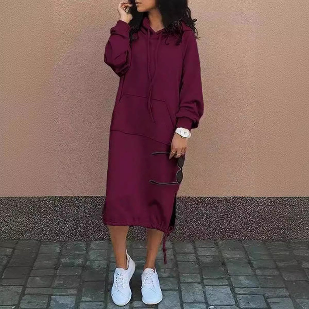 Damen Hoodie-Kleid mit lässiger Passform und praktischen Taschen EB