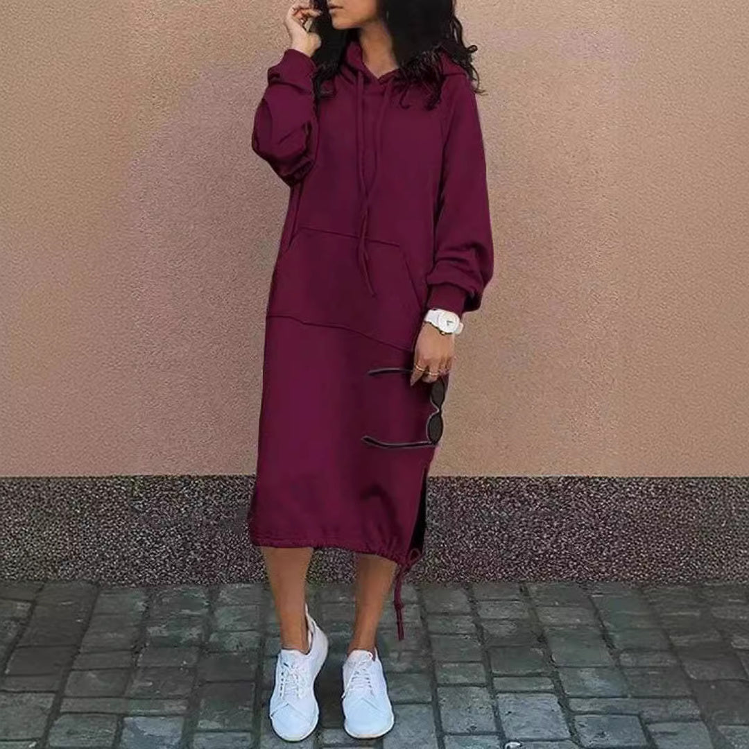 Damen Hoodie-Kleid mit lässiger Passform und praktischen Taschen EB