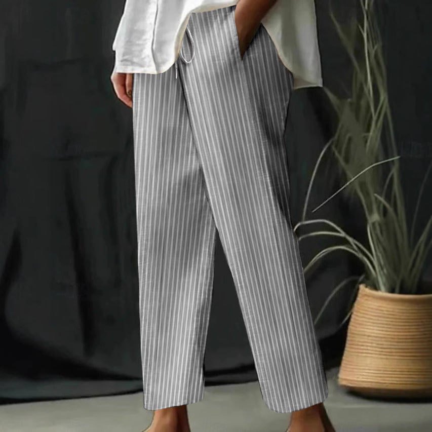 Damen Freizeithose mit gestreiftem Design und komfortablem Bund EB