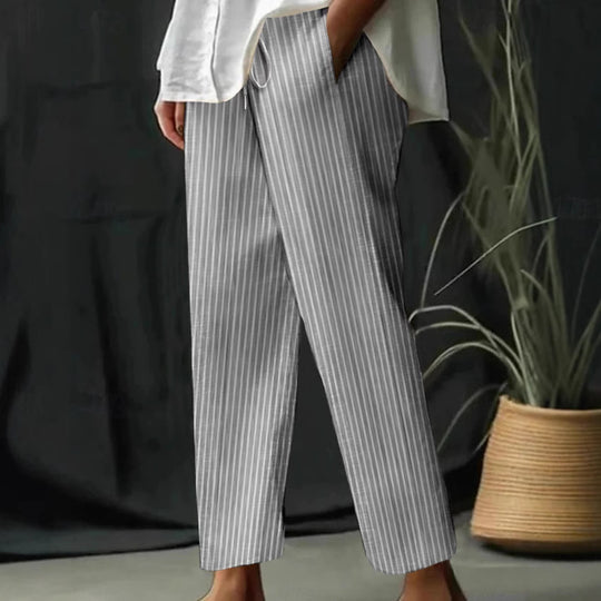 Damen Freizeithose mit gestreiftem Design und komfortablem Bund EB