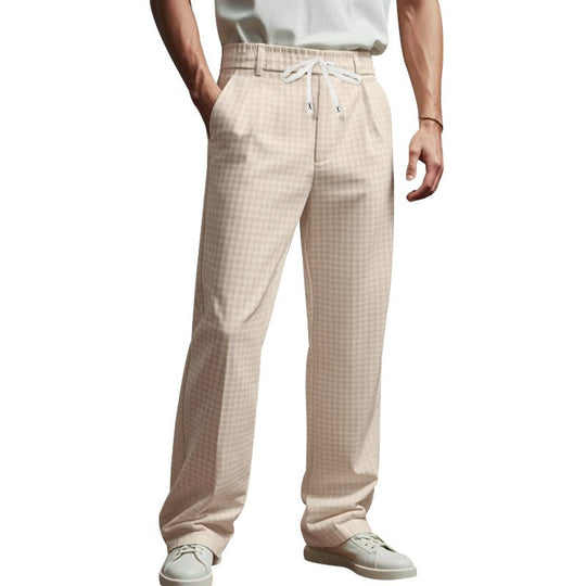 Herren Freizeithose mit elastischem Bund und modernem Karodesign EB