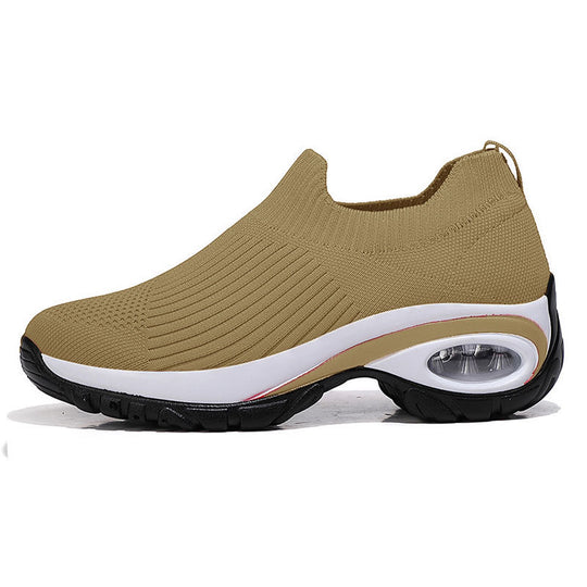 Damen Komfortable Slip-On Sneakers mit atmungsaktiver Strickoberfläche EB