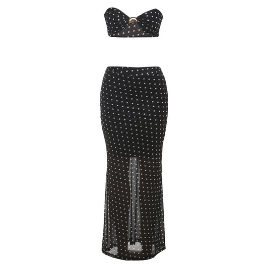 Damen Etuikleid mit gerafftem Bustier-Oberteil und hohem Schlitz EB