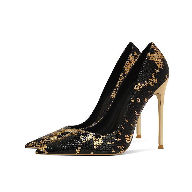 Damen spitzen Stiletto-Pumps mit Schlangenleder-Design EB