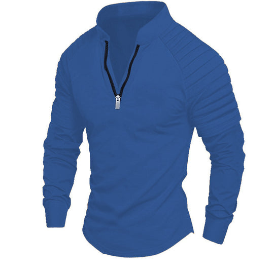 Herren Trainingsshirt mit hohem Kragen und dezentem Reißverschluss EB