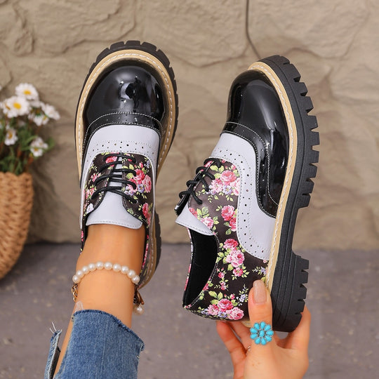 Damen Elegante Schnürschuhe mit floralem Design EB