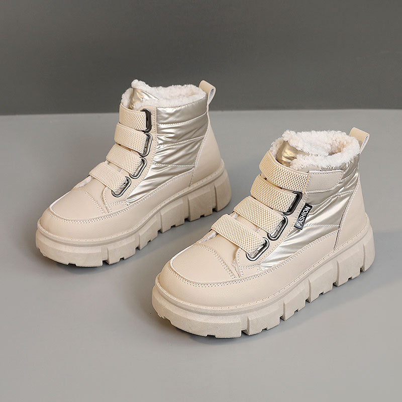Damen Winterstiefel mit warmem Fleece-Futter und praktischen Klettverschlüssen EB