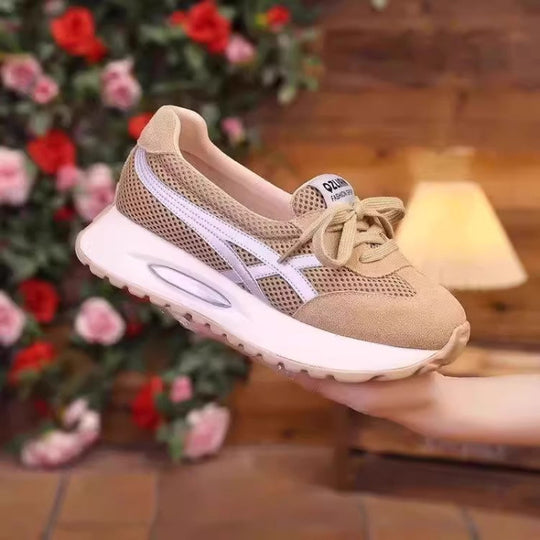 Damen Sportliche Sneaker mit atmungsaktiver Mesh-Oberfläche und gepolstertem Komfortfußbett EB