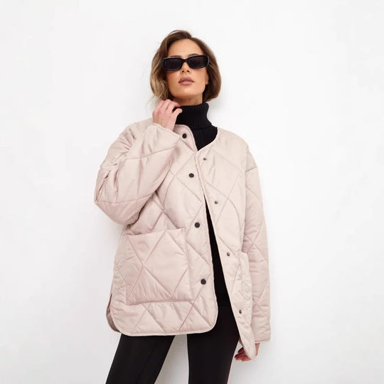 Damen gesteppte Freizeitjacke mit hoch geschlossenem Kragen und modischem Schnitt EB