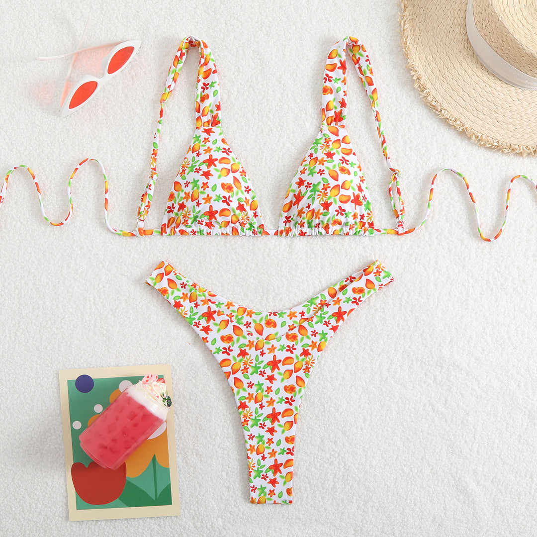 Damen Triangel-Bikini mit verstellbaren Trägern und hohem Schnitt EB