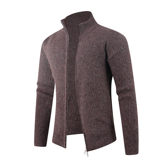 Herren Strickpullover mit hohem Kragen und dekorativem Reißverschluss EB