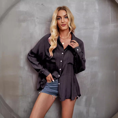 Damen leichtes Überblusenshirt aus atmungsaktivem Stoff mit Taschen EB