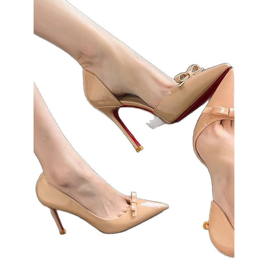Damen spitze High Heel Pumpes mit verzierter Schleifenapplikation EB