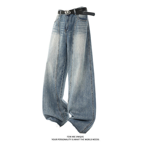 Damen Weitgeschnittene Jeans mit hohem Bund und integriertem Gürtel EB