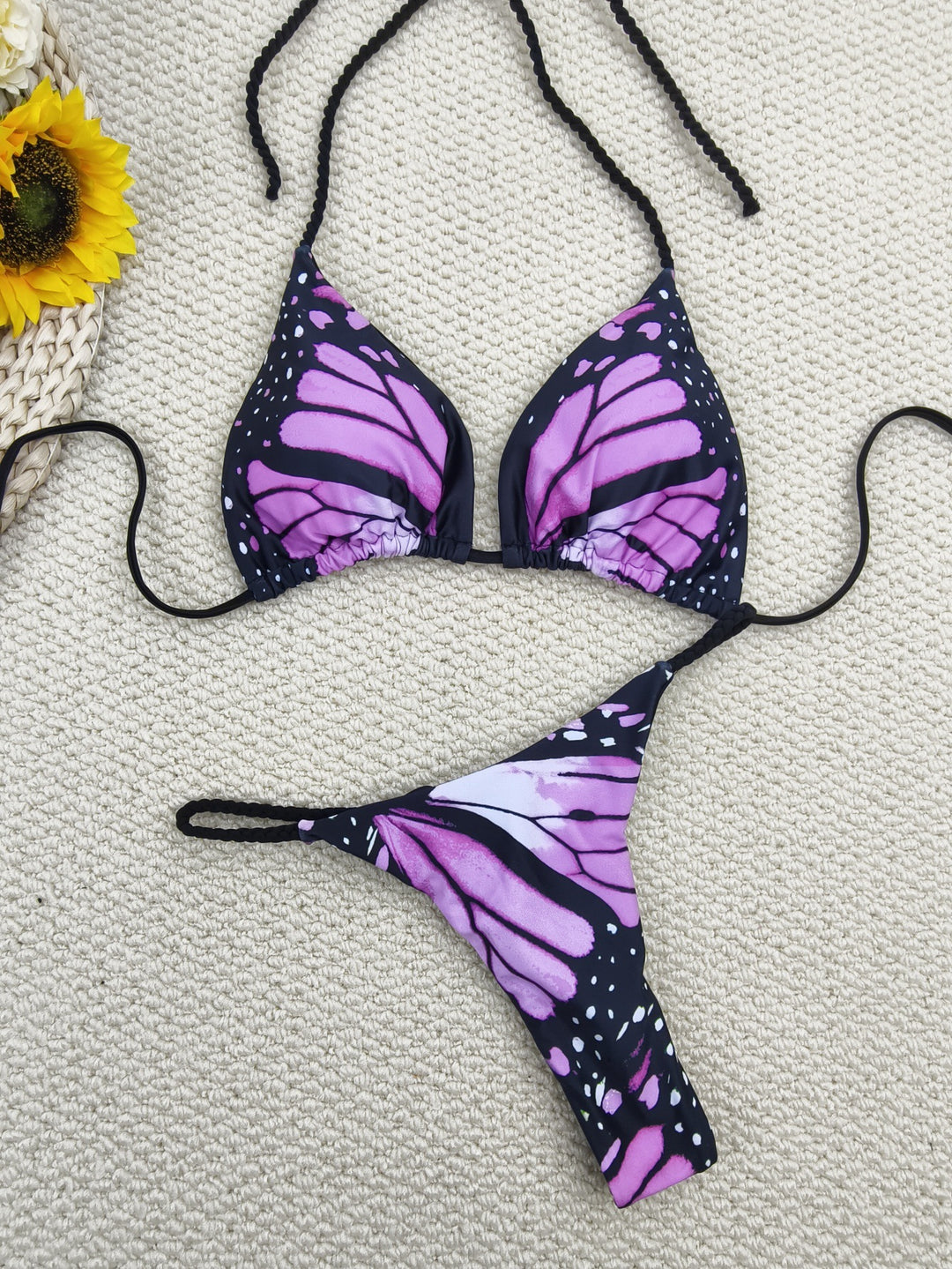Damen Bikini-Set mit trendigem Schmetterlingsdesign und verstellbaren Bändern EB