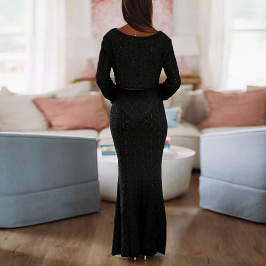Damen elegantes Spitzenkleid mit langem Rock und lockerer Passform EB