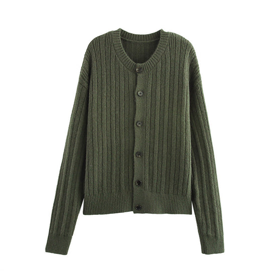 Damen Strickjacke mit feinem Rippmuster und praktischen Knöpfen EB