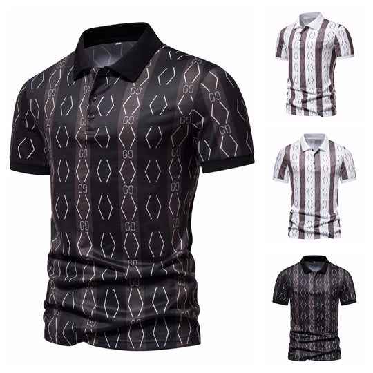 Herren Poloshirt mit einzigartigem grafischen Muster und modernem Kragen EB