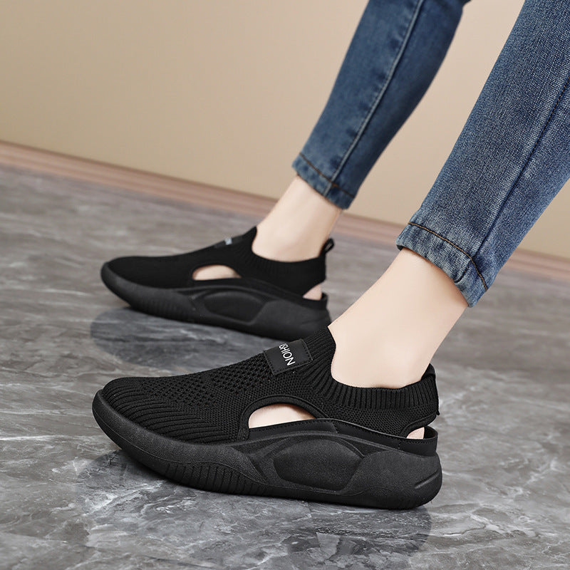 Damen Bequeme Slip-On Sneakers mit atmungsaktiver Mesh-Oberfläche und flexibler Sohle EB