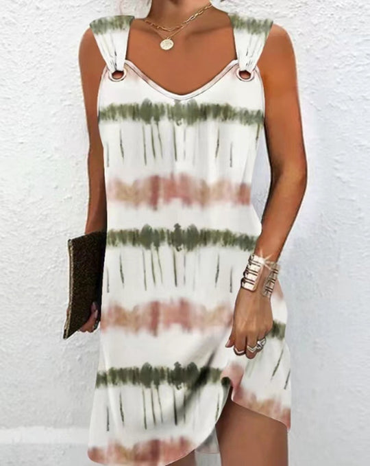 Damen ärmelloses Freizeitkleid mit modischem Cut-Out-Design und einzigartigem Farbverlauf Heidi-Mode