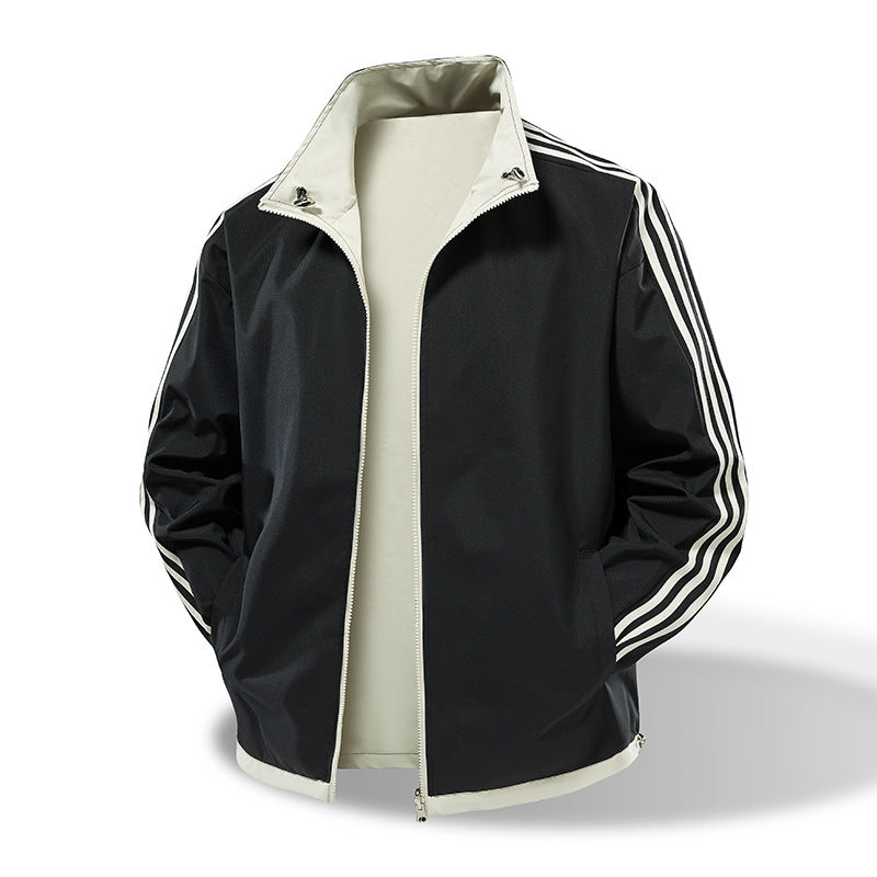 Herren  leichte Trackjacke mit Kontrast-Dreistreifenärmeldetail EB