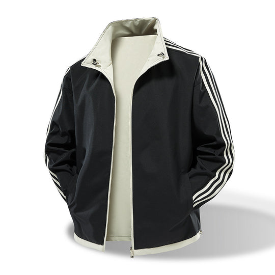 Herren  leichte Trackjacke mit Kontrast-Dreistreifenärmeldetail EB