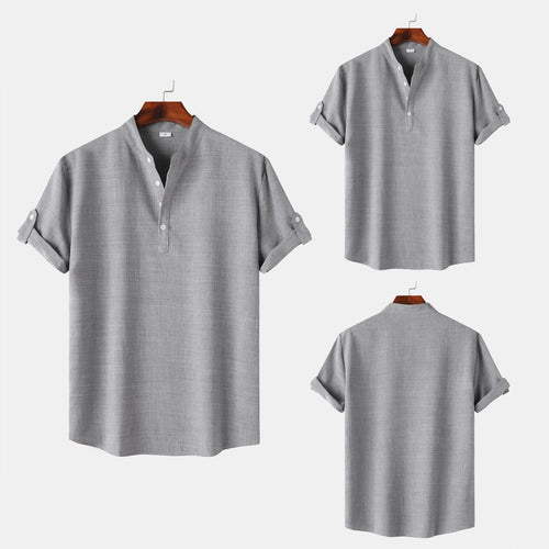 Herren Kurzarmhemd mit innovativem Henley-Ausschnitt und lässigem Look EB