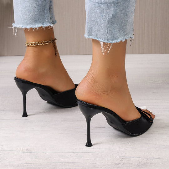 Damen elegante Mules mit dekorativem Schleifenakzent EB
