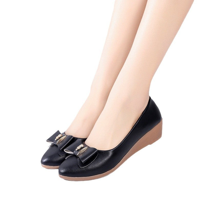 Damen elegante Keil-Pumps mit dekorativem Schleifen-Design EB