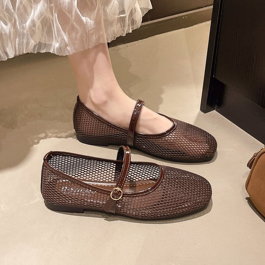 Damen atmungsaktive Ballerinas mit verstellbarem Riemen EB