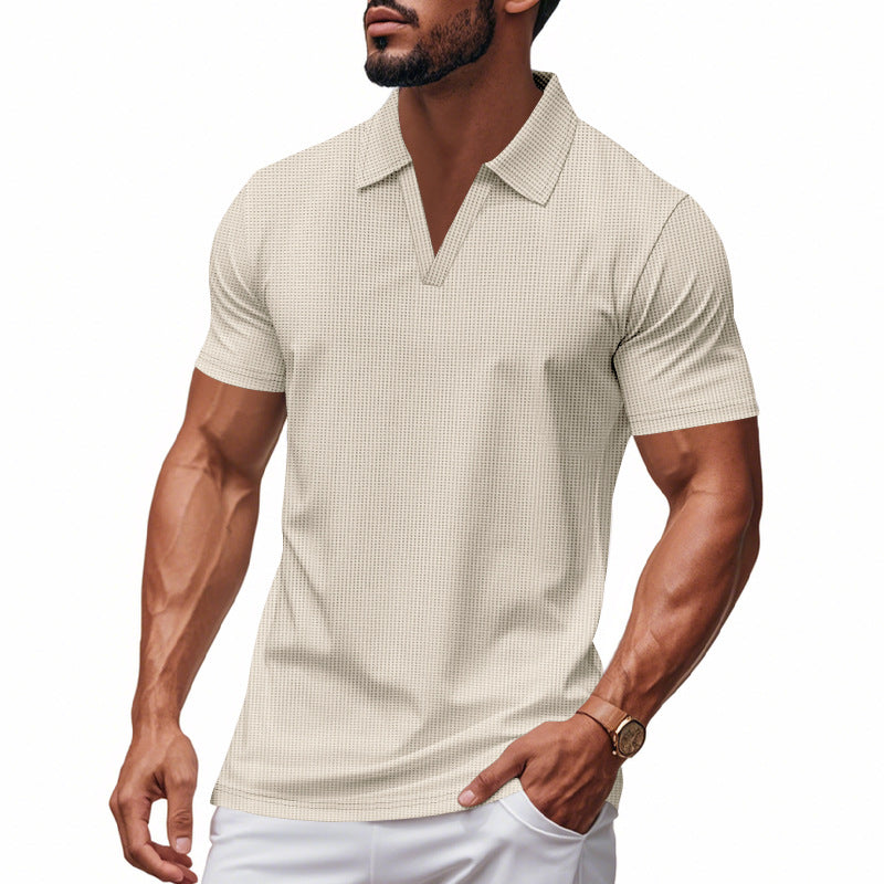 Herren Poloshirt mit strukturiertem Design und modernem V-Ausschnitt EB