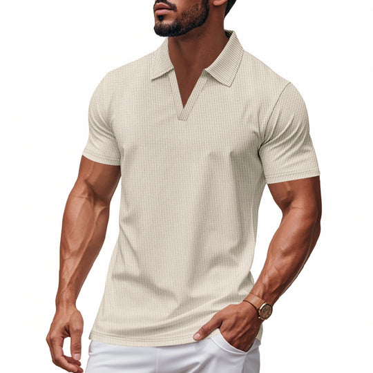 Herren Poloshirt mit strukturiertem Design und modernem V-Ausschnitt EB