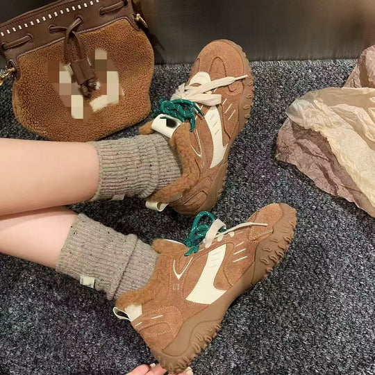 Damen Bequeme Outdoor-Sneaker mit wärmendem Innenfutter und modischer Schnürung EB