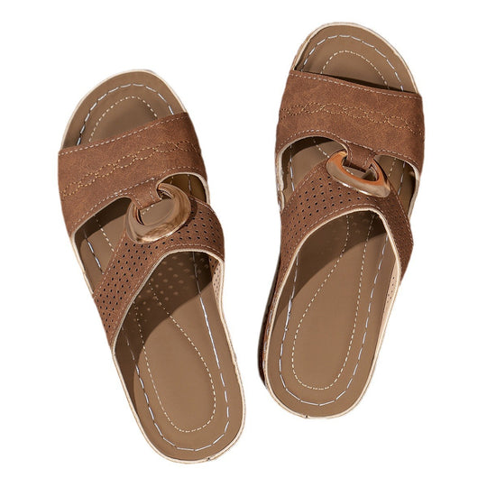 Damen Riemchen-Sandalen mit modischem Lochmuster und eleganter Applikation EB