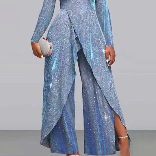 Damen Glamouröses Funktionsjumpsuit mit schimmerndem Effekt und elegantem Design EB