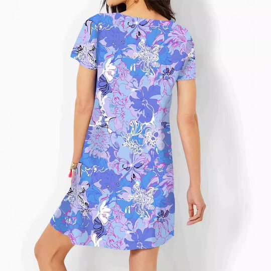Damen Kurzarmkleid mit floralem Druck EB