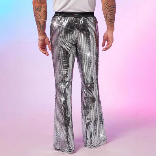 Herren glitzernde Paillettenhose im extravaganten Disco-Stil EB