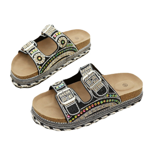 Damen Badesandalen mit elegantem Schmuck-Design und komfortablem Fußbett EB