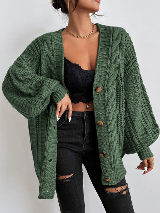 Damen Strickjacke mit oversized Passform und Zopfmuster EB