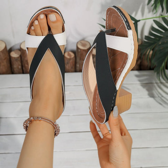 Damen Wedge-Pantoletten mit verstellbarem Riemendesign und komfortabler Sohle EB