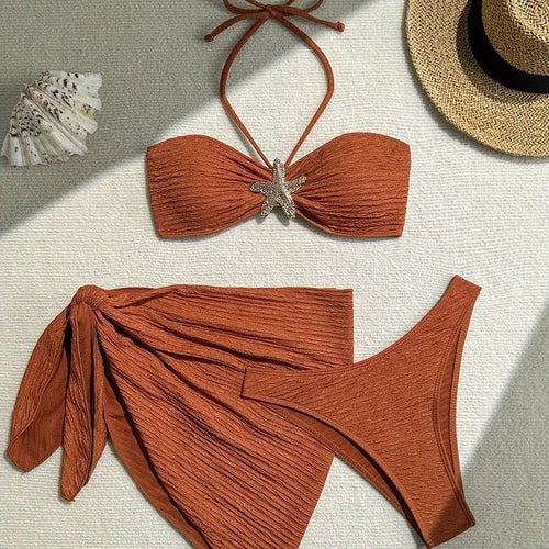 Damen Bandeau-Bikini mit schickem Wickeltuch EB