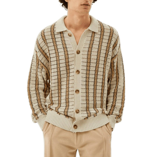 Herren Strickjacke mit eleganter Lochmuster-Optik und praktischen Knöpfen EB