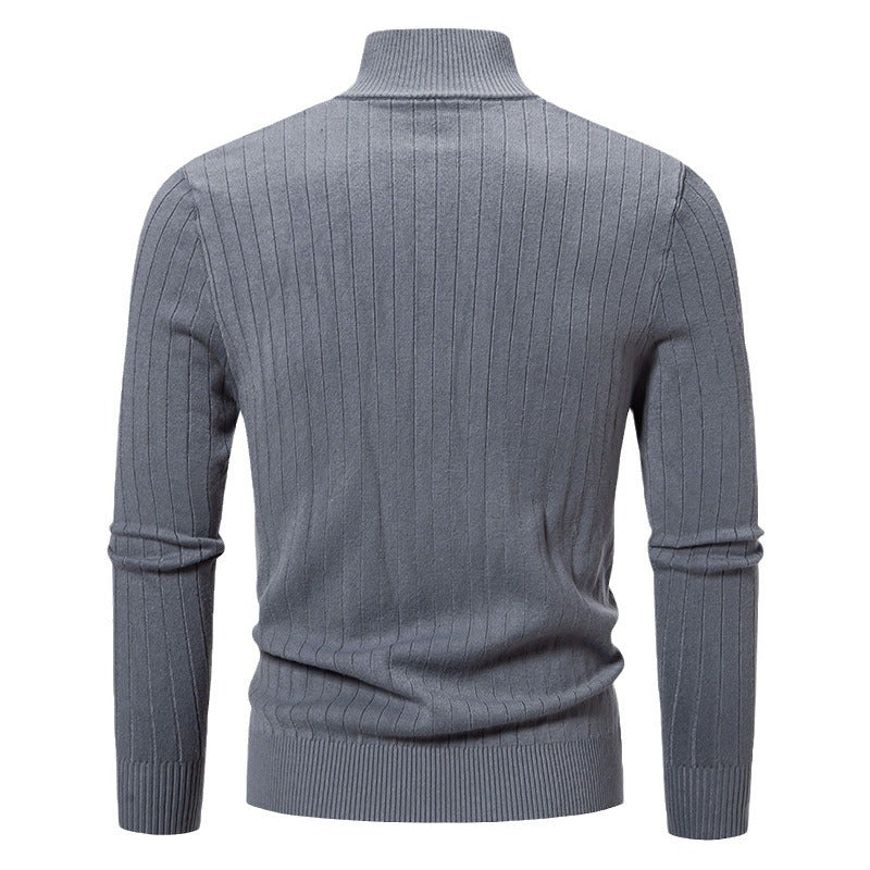 Herren stylische Strickjacke mit hohem Stehkragen und modischem Reißverschluss EB