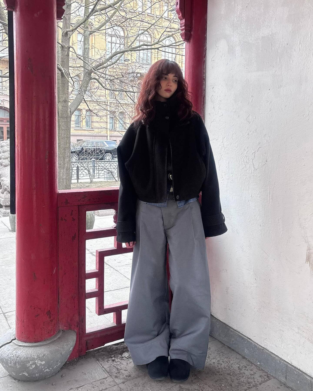 Damen Oversized Wolljacke mit elegantem Schnitt und praktischen Taschen EB