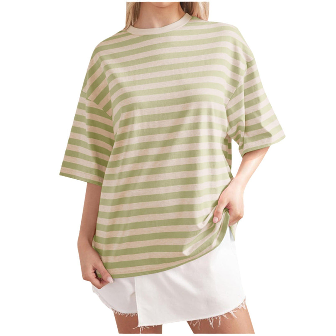 Damen Lässiges Oversized T-Shirt mit breiten Streifen EB