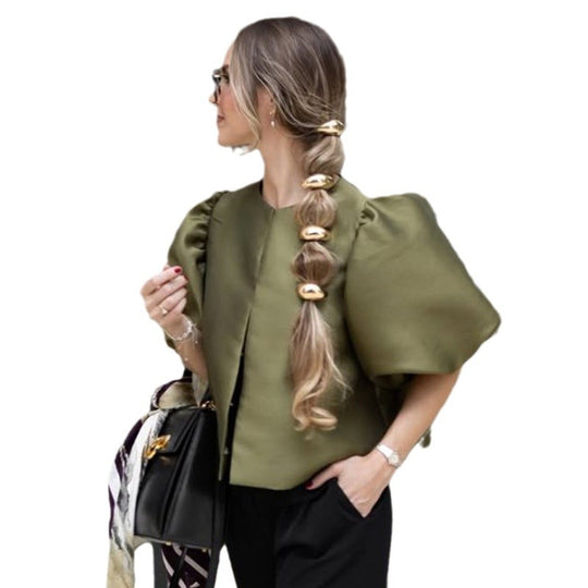Damen stilvolle Bluse mit puffärmeln EB
