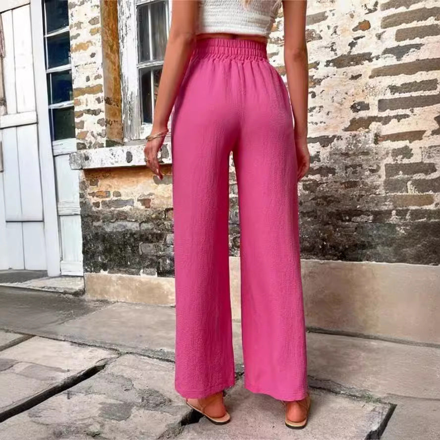 Damen Elegante Freizeit-Hosen mit elastischem Bund und seitlichen Taschen EB