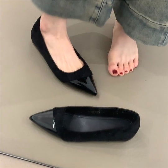 Damen spitze Ballerinas mit edel glänzendem Detail EB