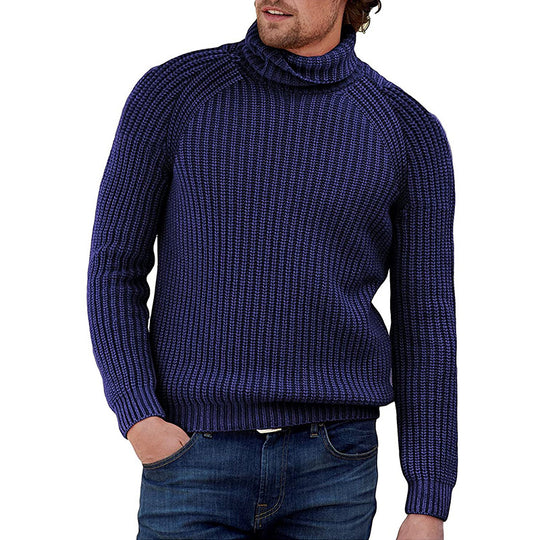 Herren Grobstrick Pullover mit hohem Kragen EB