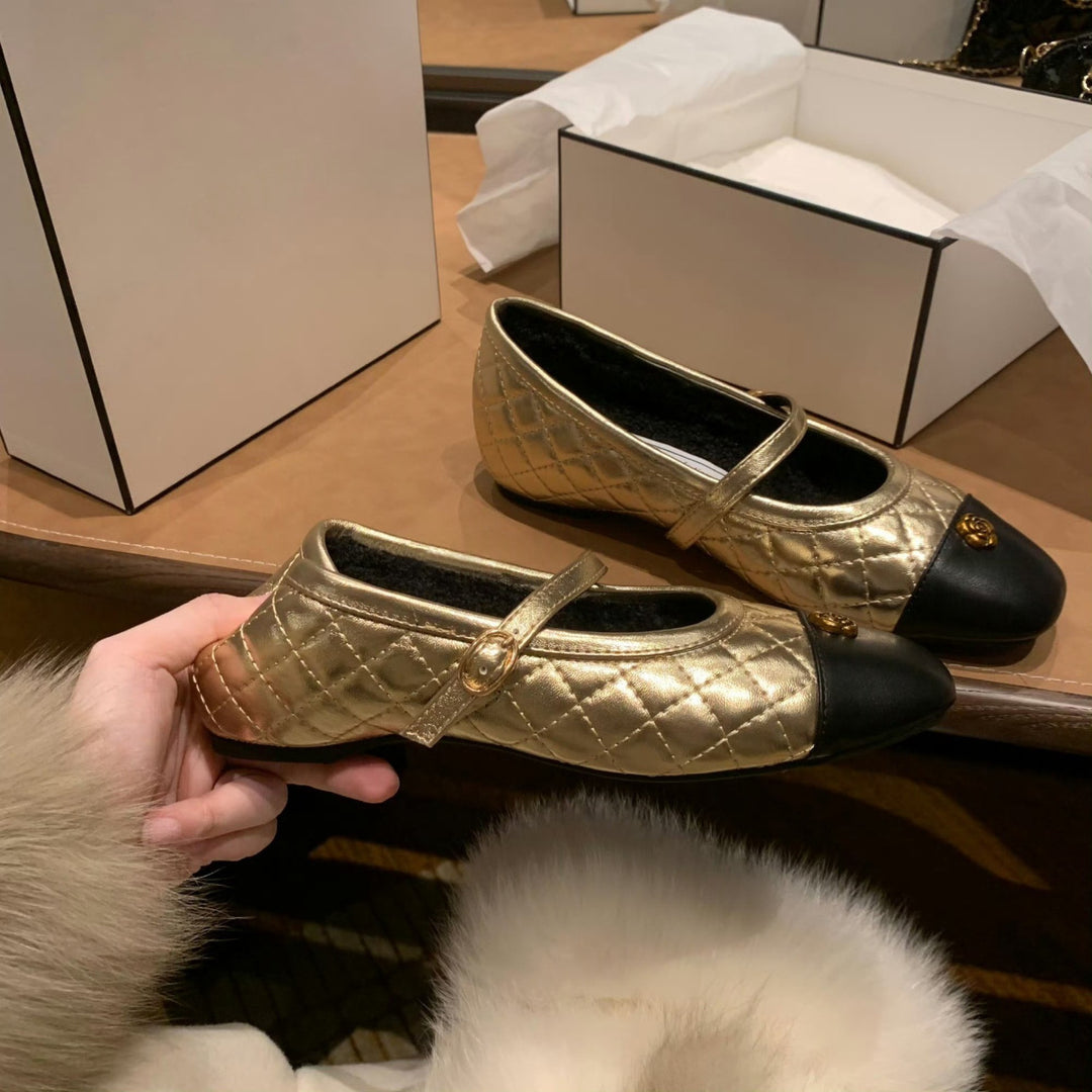 Damen Ballerinas mit elegantem Riemen und modischem Kick-Design EB